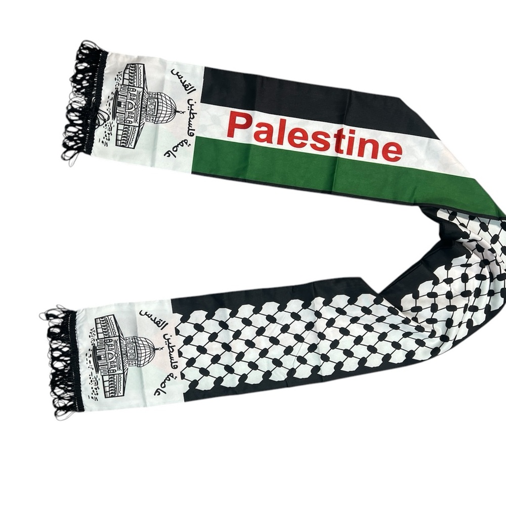 Palestine Flag Scarf with Tassels